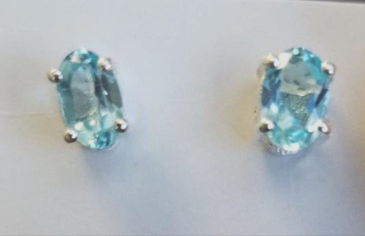 S.S. Blue Topaz Stud Earrings
