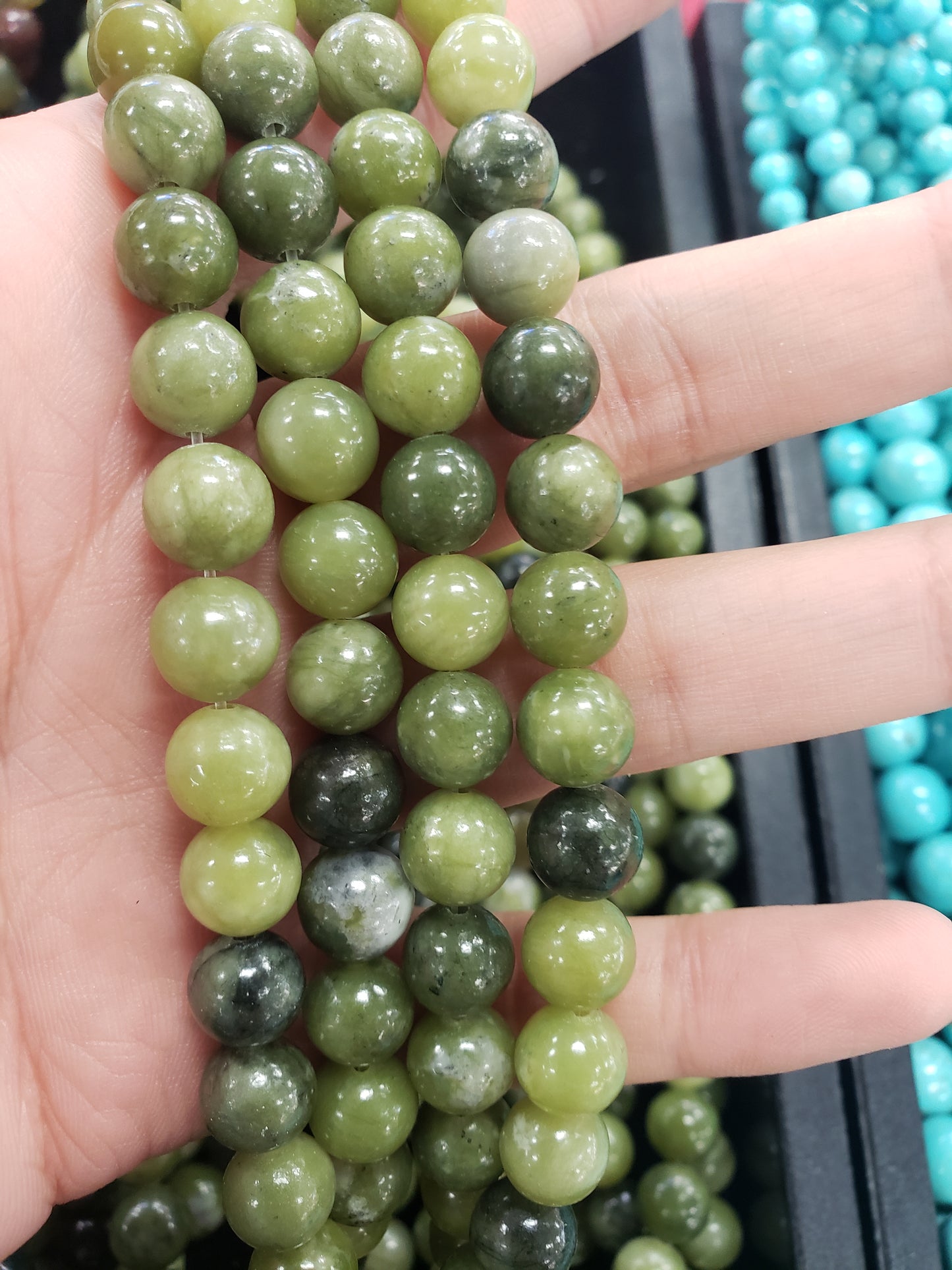 Natural Green Jade Beads