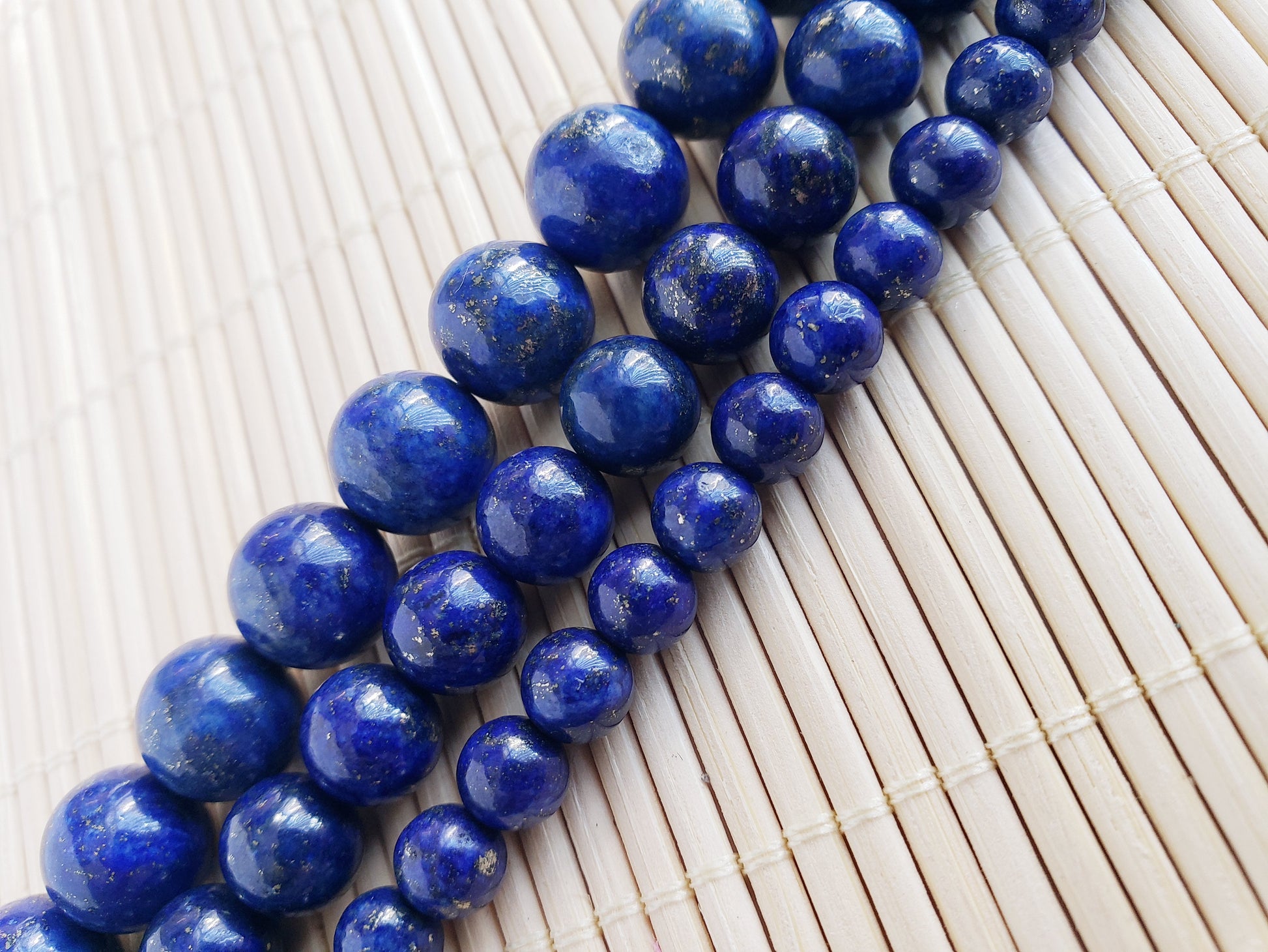 Crafting supplies such as lapis lazuli beads available at wholesale and retail prices, only at our crystal shop in San Diego!