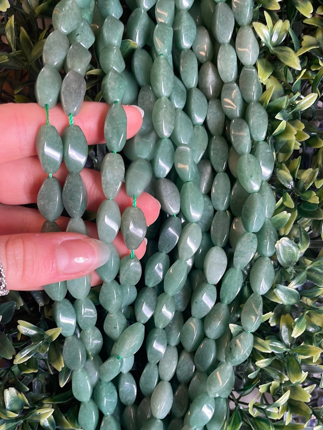 Green Aventurine Twist Beads