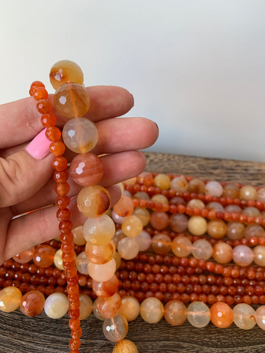 Faceted Carnelian Beads