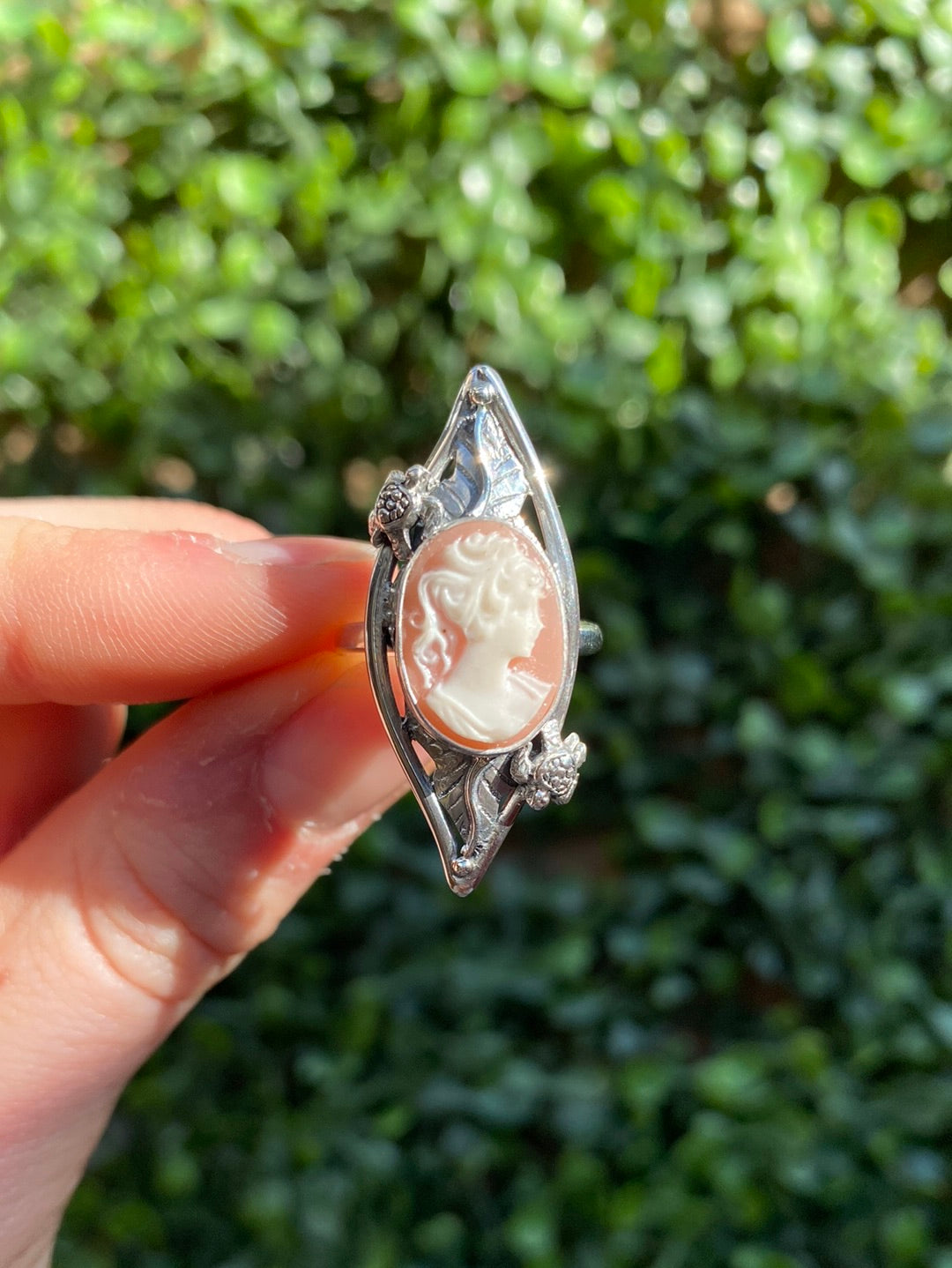 Sterling silver designer cameo ring available at wholesale and retail prices, only at our crystal shop in San Diego!