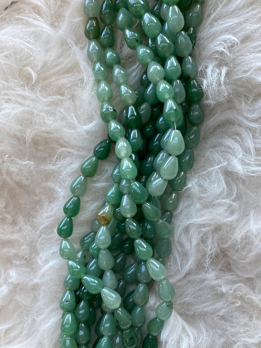 Green Aventurine Teardrop Beads
