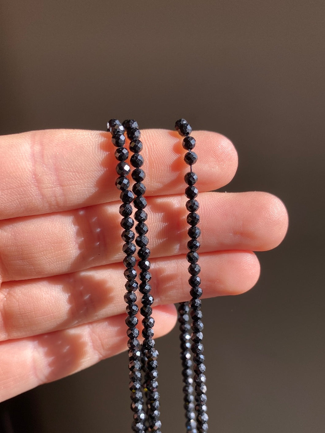 Faceted Black Tourmaline Beads 4mm