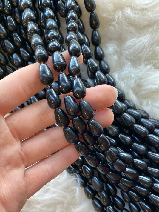 Black Onyx Teardrop Beads