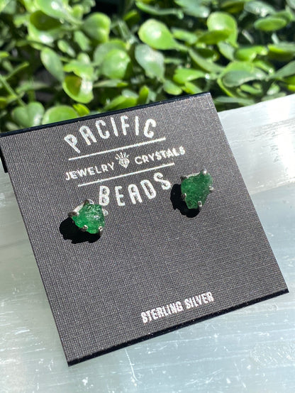 S.S. Raw Tsavorite Stud Earrings