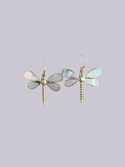 S.S. Mother of Pearl Dragonfly Dangly Earrings