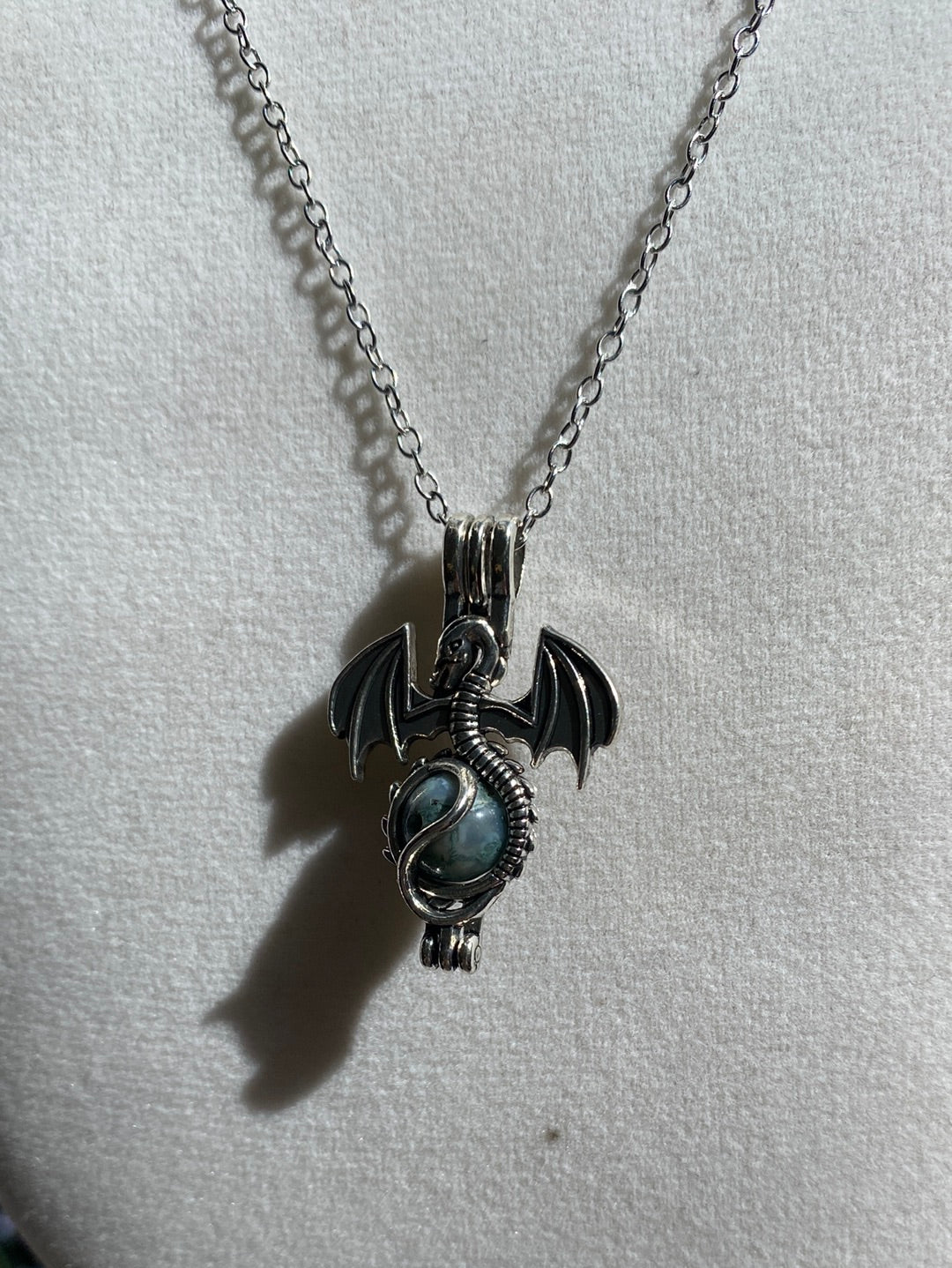 Moss Agate Dragon Necklace Sets