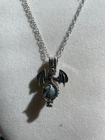 Moss Agate Dragon Necklace Sets