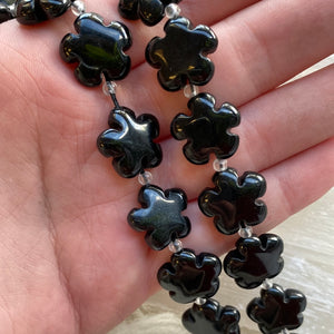 Black Tourmaline Flower Beads