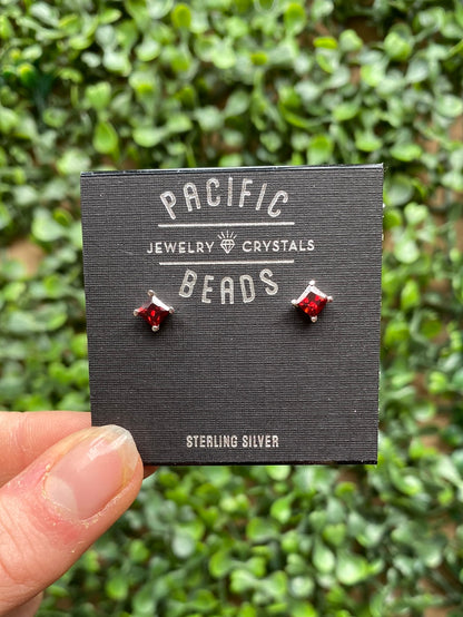 S.S. Red Swarovski Stud Earrings