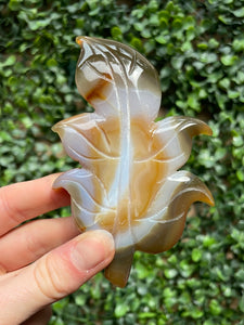 Druzy Agate Turning Over a New Leaf 4" Carvings